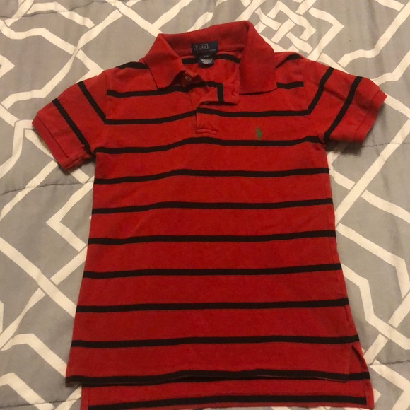 boys red and black striped shirt